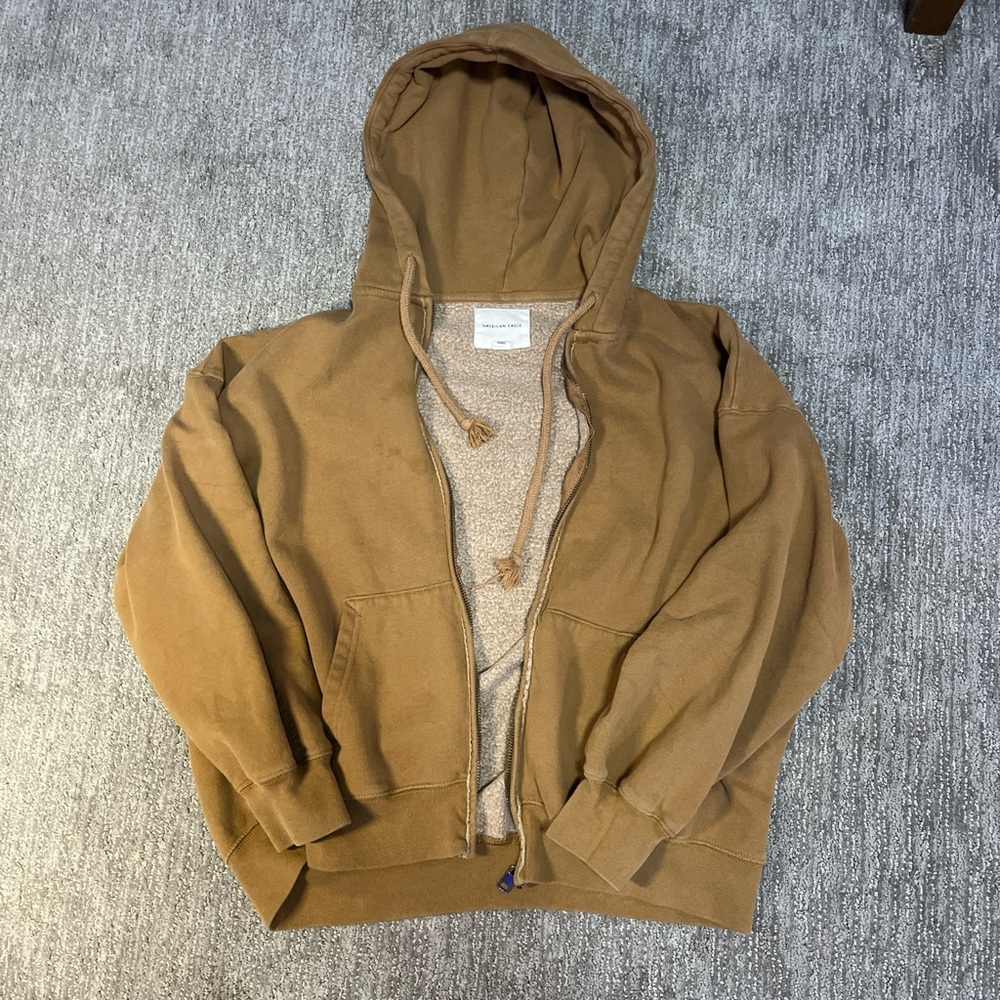 American Eagle brown zip up hoodie